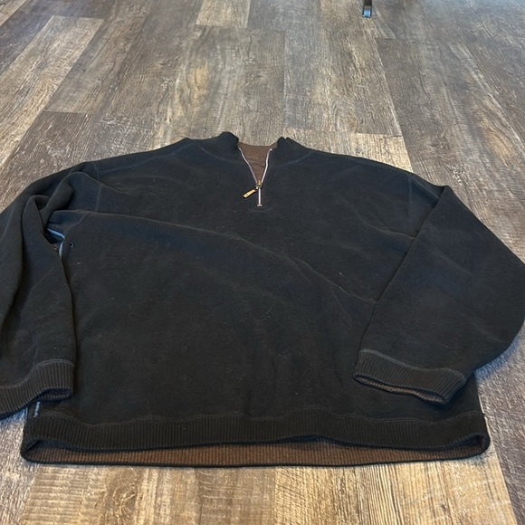 🌴Tommy Bahama Sweater Mens black/Brown Reversible 1/4 Zip Pu… - Picture 11 of 11